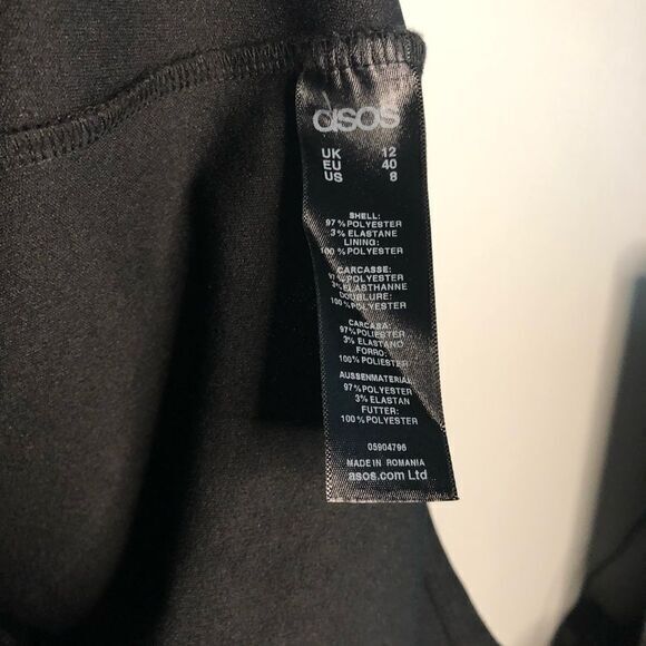 NEW ASOS Dress Cutout Short Sleeves Crewneck Midi Black Size 8 work care… - Picture 4 of 5